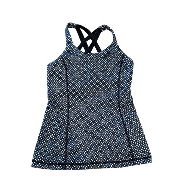 Lululemon size 4- Black and White Patterned Tank, built in bra - Picture 1 of 7